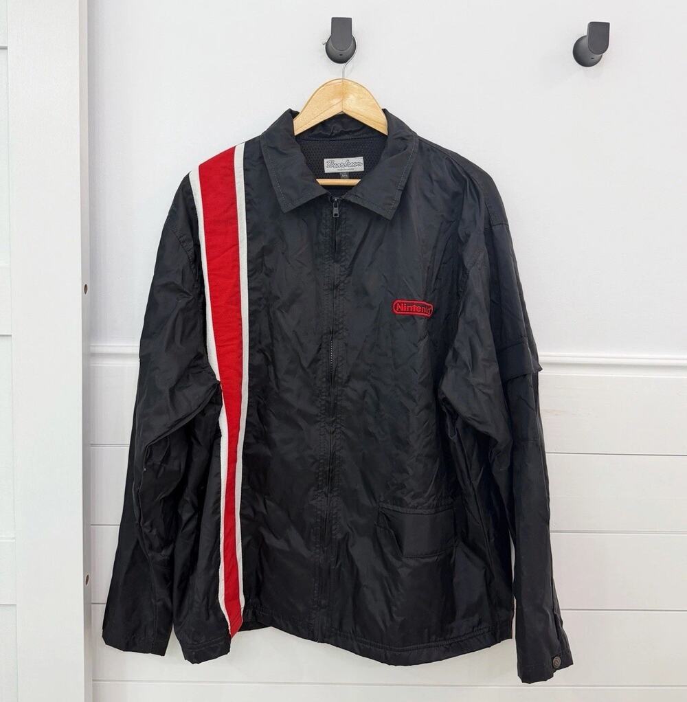 Boardroom Nintendo Men’s Full Zip Jacket Embroidered Logo Black Red/White L